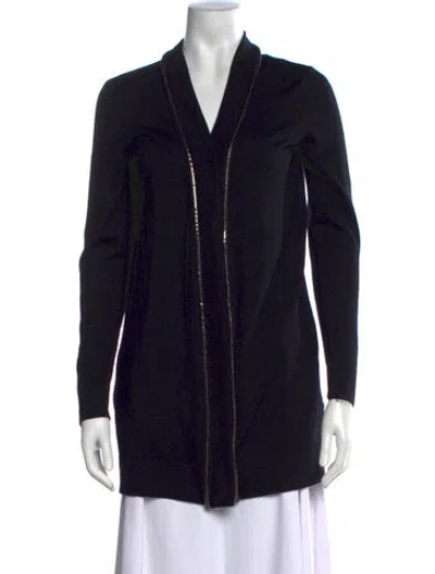 Pre-owned Versace Wool Open Front Sweater In Black