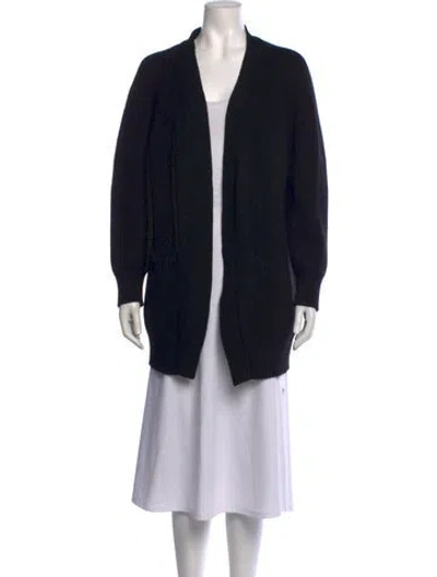 Pre-owned Versace Wool Open Front Sweater In Black