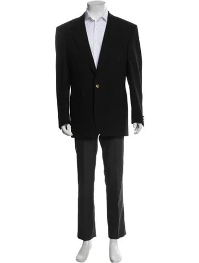 Pre-owned Versace Wool Overcoat In Black