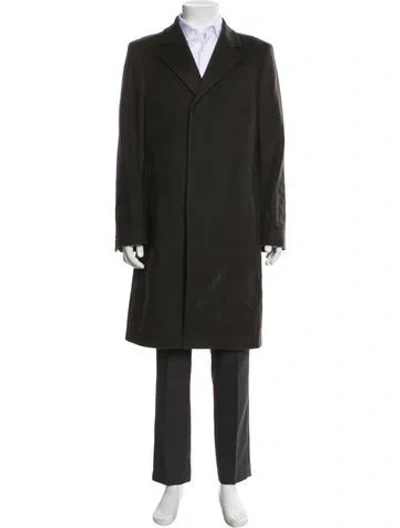 Pre-owned Versace Wool Overcoat In Green