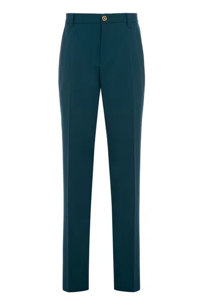 Versace Wool Pants In Blue