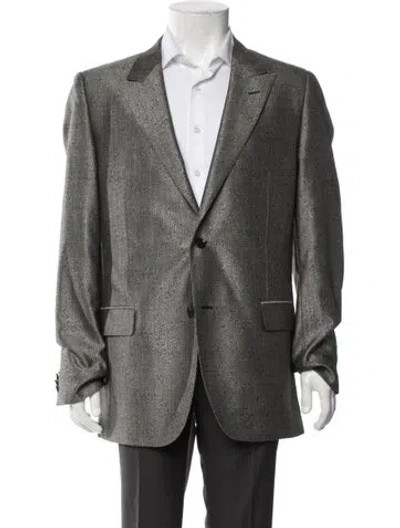Pre-owned Versace Wool Patterned Blazer In Gray