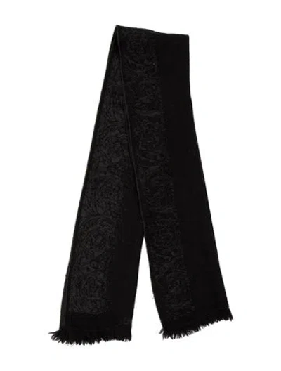 Pre-owned Versace Wool Patterned Scarf In Black