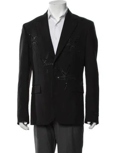Pre-owned Versace Wool Patterned Sport Coat In Black