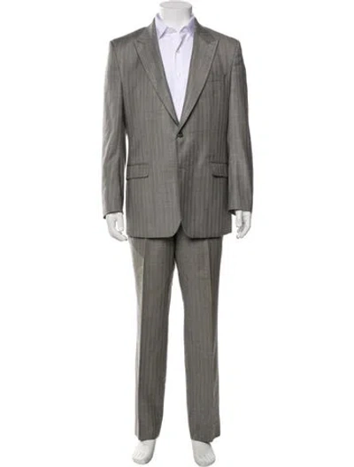 Pre-owned Versace Wool Patterned Two-piece Suit In Green
