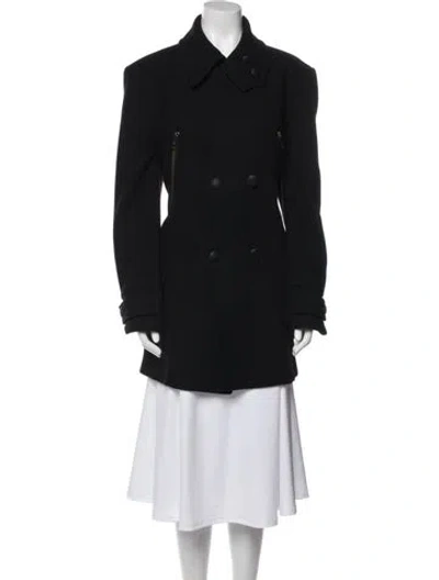 Pre-owned Versace Wool Peacoat In Black