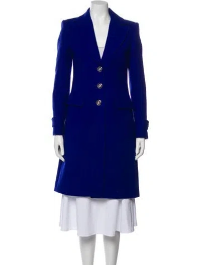 Pre-owned Versace Wool Peacoat In Blue