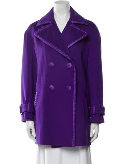 Pre-owned Versace Wool Peacoat In Purple