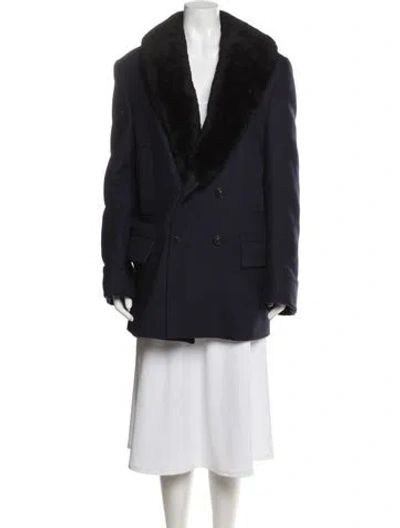 Pre-owned Versace Wool Peacoat W/ Tags In Blue