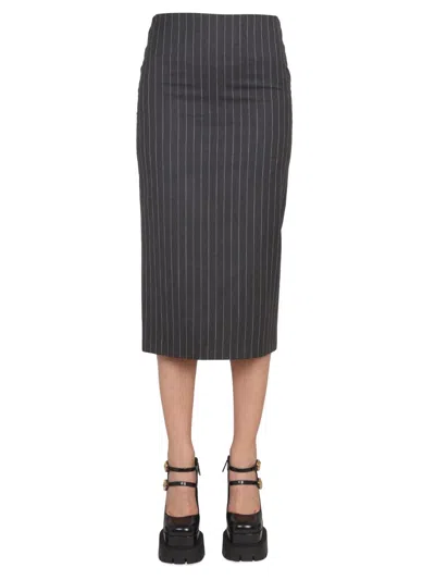 Versace Wool Pencil Skirt In Gray