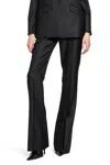 Versace Wool Pinstripe Dv Trousers In Black