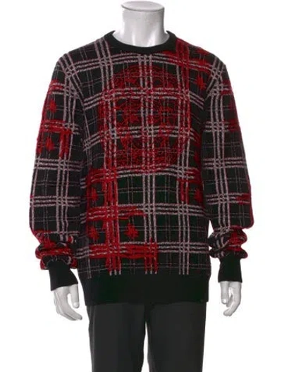 Pre-owned Versace Wool Plaid Print Cardigan In Multi