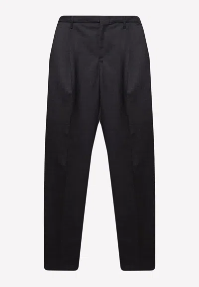 Versace Wool Pleated Pants In Black