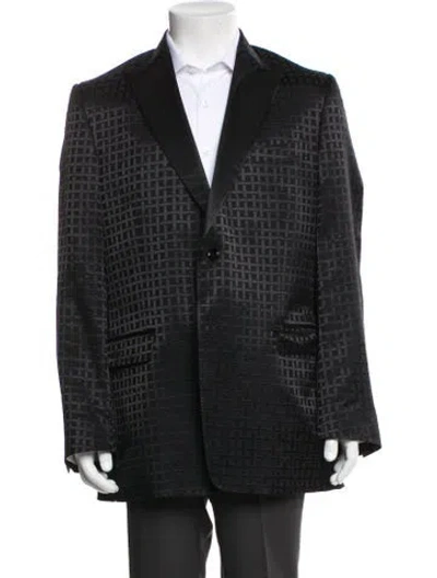 Pre-owned Versace Wool Printed Blazer In Gray