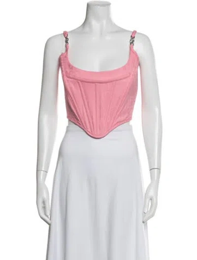 Pre-owned Versace Wool Printed Crop Top In Pink