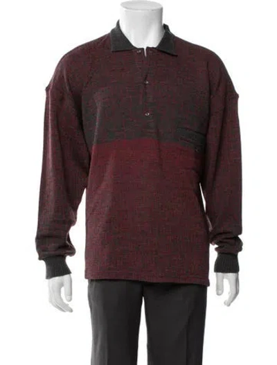Pre-owned Versace Wool Printed Polo Sweater In Multi