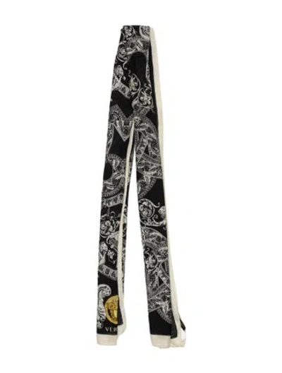 Pre-owned Versace Wool Printed Scarf In Black