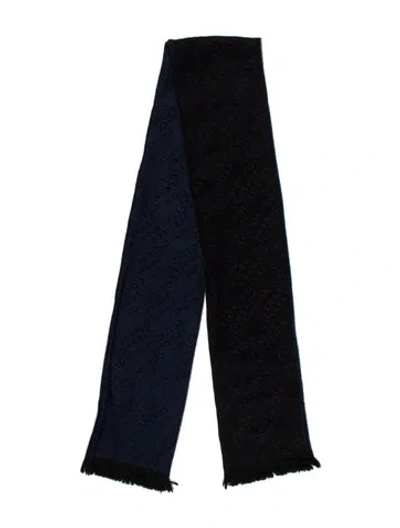 Pre-owned Versace Wool Printed Scarf In Black
