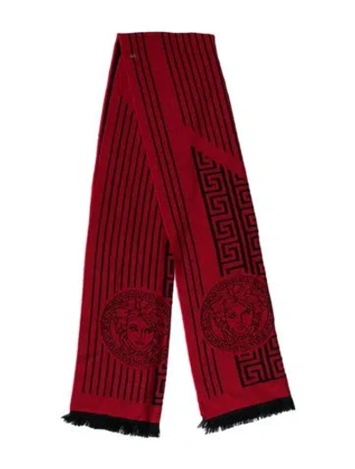 Pre-owned Versace Wool Printed Scarf In Multi