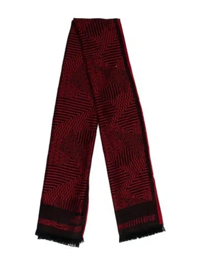 Pre-owned Versace Wool Printed Shawl W/ Tags In Red
