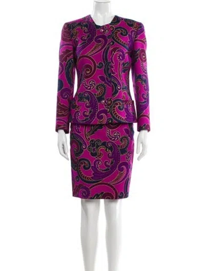 Pre-owned Versace Wool Printed Skirt Suit In Multi