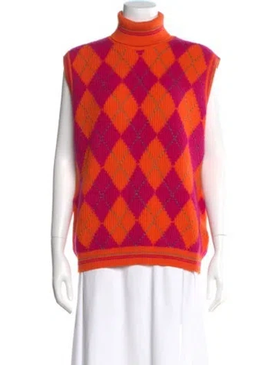 Pre-owned Versace Wool Printed Sweater In Orange