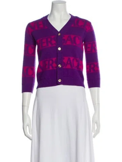 Pre-owned Versace Wool Printed Sweater In Purple