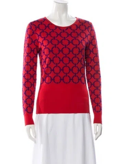 Pre-owned Versace Wool Printed Sweater In Red