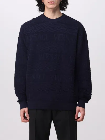 Versace Crew-neck Wool Sweater In Black