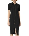 Versace Short-sleeve Flat-rib Knit Button-front Shirtdress In Black