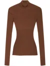 Versace Wool Ribbed-knit Top In Brown