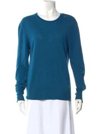 Pre-owned Versace Wool Scoop Neck Sweater In Blue