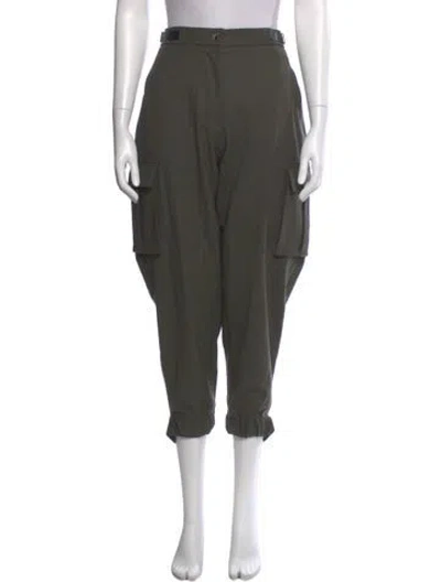 Pre-owned Versace Wool Skinny Leg Pants In Green