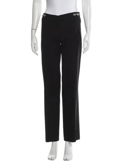 Pre-owned Versace Wool Straight Leg Pants In Black