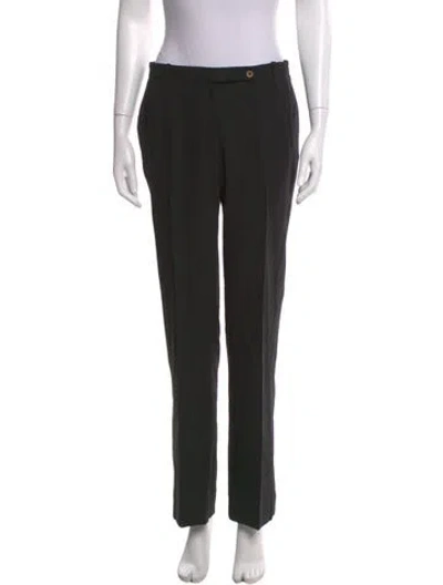 Pre-owned Versace Wool Straight Leg Pants In Black