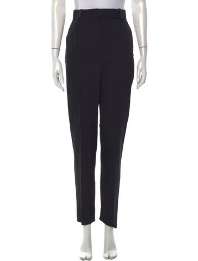 Pre-owned Versace Wool Straight Leg Pants In Black
