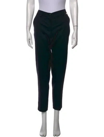 Pre-owned Versace Wool Straight Leg Pants In Black