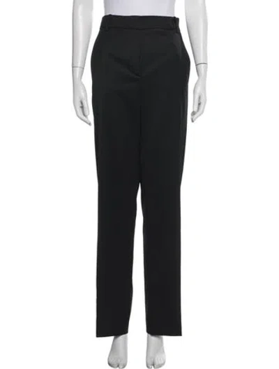 Pre-owned Versace Wool Straight Leg Pants In Black