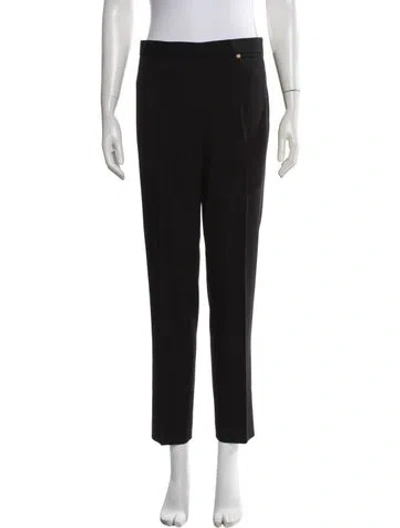 Pre-owned Versace Wool Straight Leg Pants In Black