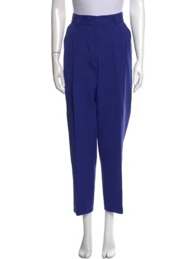 Pre-owned Versace Wool Straight Leg Pants In Blue