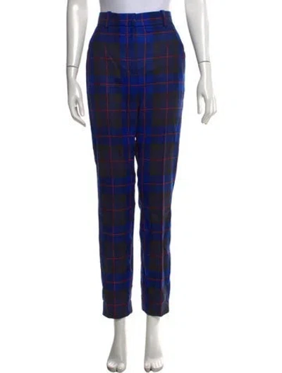 Pre-owned Versace Wool Straight Leg Pants In Blue