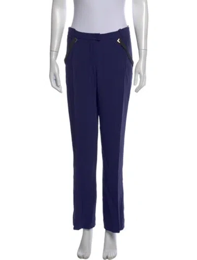 Pre-owned Versace Wool Straight Leg Pants In Blue