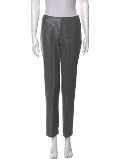 Pre-owned Versace Wool Straight Leg Pants In Gray