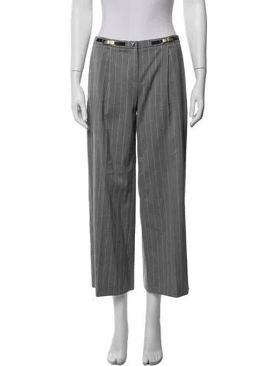 Pre-owned Versace Wool Straight Leg Pants In Grey