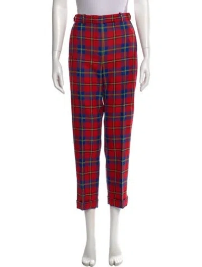 Pre-owned Versace Wool Straight Leg Pants W/ Tags In Red