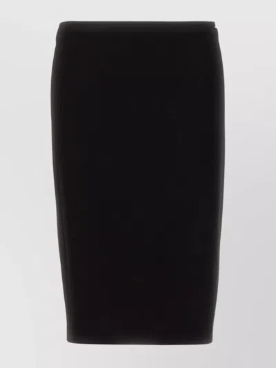 Versace Wool Stretch Skirt Slit Back In Black