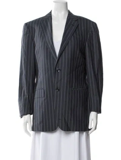 Pre-owned Versace Wool Striped Blazer In Blue