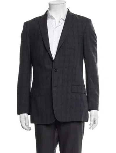 Pre-owned Versace Wool Striped Blazer In Blue