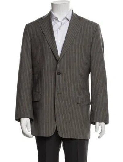 Pre-owned Versace Wool Striped Blazer In Brown
