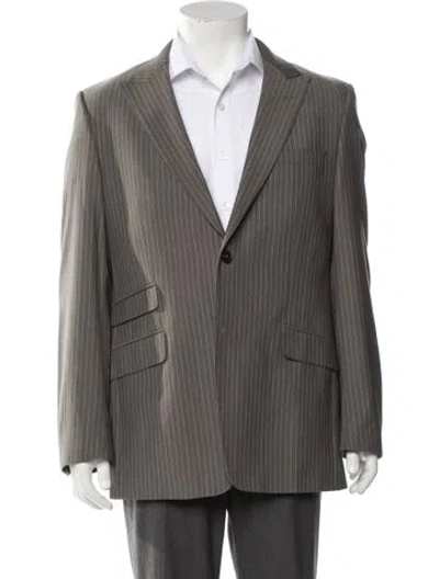 Pre-owned Versace Wool Striped Blazer In Gray